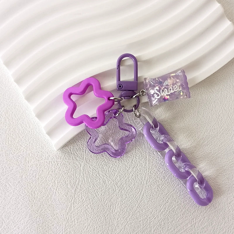 Brand acrylic chain, multicoloured keychain