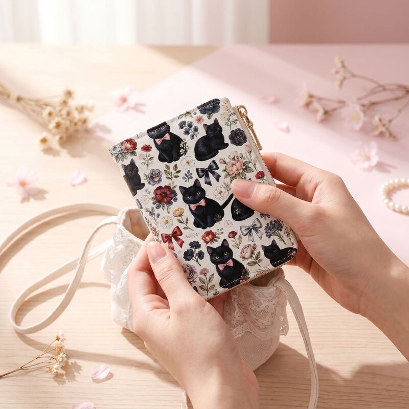 Original Design Ins Black Cat Print Women's Wallet Pu Zipper Coin Purse Large Capacity Multi-Card Slot All-In-One Bag Original Design Ins Black Cat Print Women's Wallet Pu Zipper Coin Purse Large Capacity Multi-Card Slot All-In-One Bag