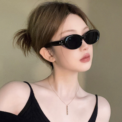 Retro Oval Sunglasses  New Korean Style Vacation Sunglasses Women's High-Quality Ins Sunglasses Concave Shape