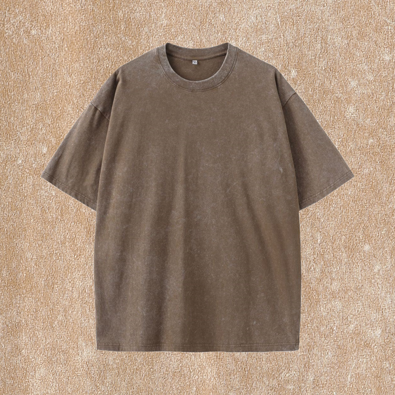 Camiseta de manga corta para hombre 230g de algodón pesado desgastado lavado Camiseta retro batik con hombros caídos para hombre medias mangas sueltas para hombre