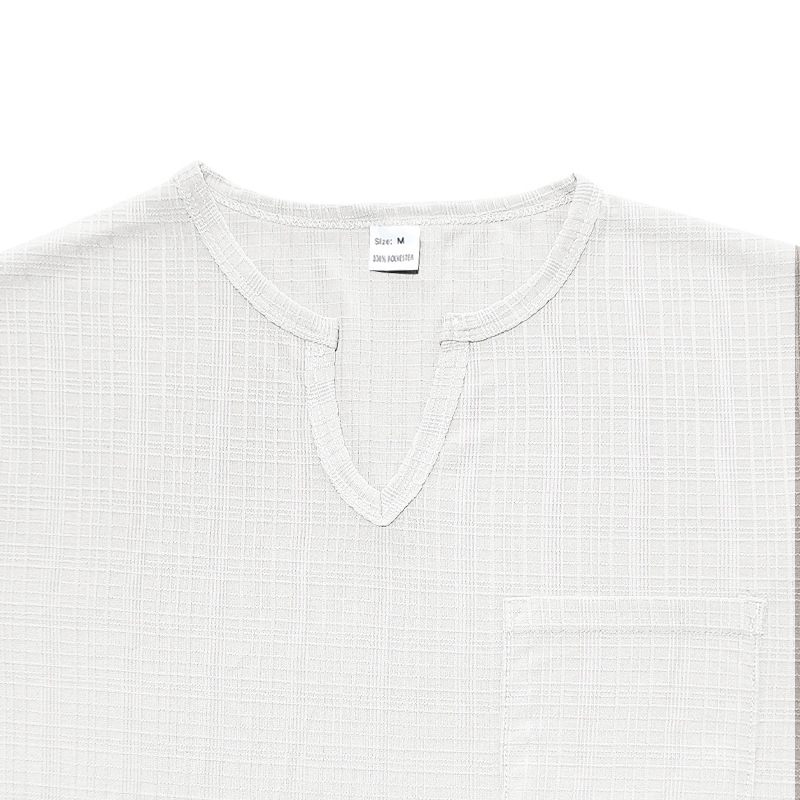 Camiseta hombre lino y bambú cuello en v verano transpirable_voghion.com