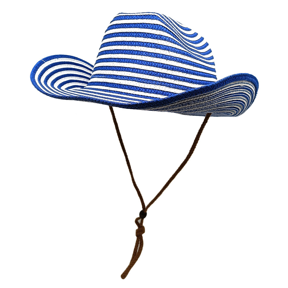 700g Weight Straw Hat Hats Type Daily Occasion Straw Material Stripe Pattern Summer Season Unisex Gender Vintage Style, Vacation Style Crimping Rim Unisex Vintage Style Vacation Stripe Crimping Straw Hat 8