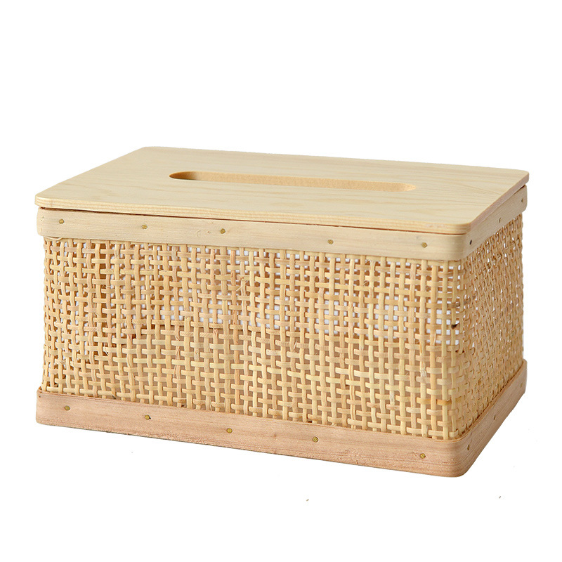 Ratán caja de pañuelos de madera maciza caja de pañuelos rectangular cama y desayuno hotel restaurante estilo natural almacenamiento bombeo comercio exterior