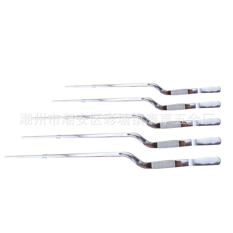 加厚枪状耳科镊子不锈钢采耳镊子工具弯头清除耳道耵聍枪状镊子