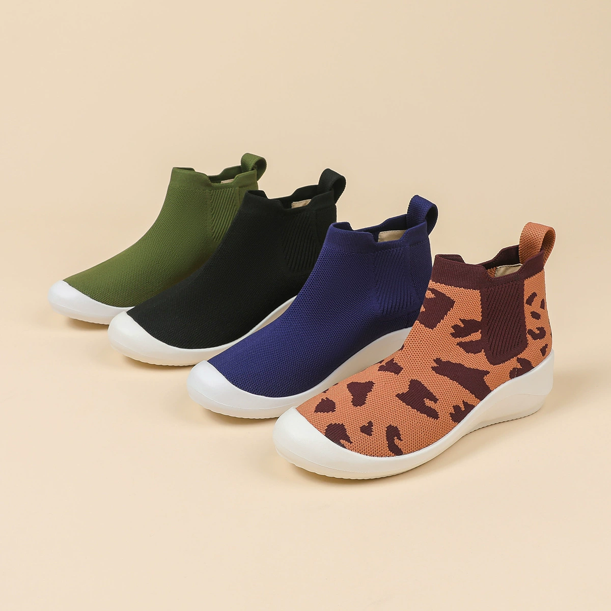 190-2 осень-зима новый дикий супер легкий Челси вязаные короткие сапоги с толстой подошвы спортивная повседневная женская обувь