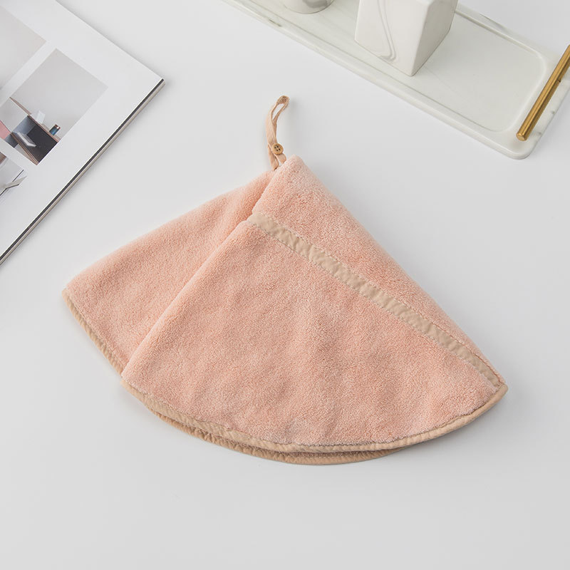 Colgando toalla de mano de lana de coral trapo toalla de cocina paño redondo swing toalla de mano limpieza fuerte absorbente
