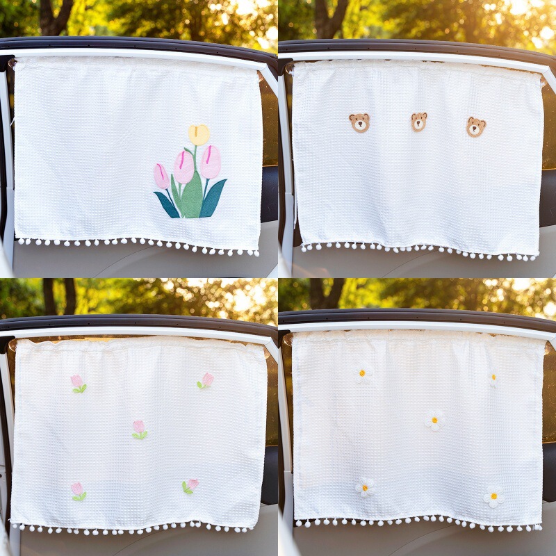 ins car sun protection heat insulation sunshade children's cartoon suction cup side window car side Block baby car interior shading