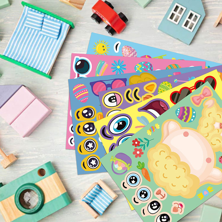 Pascua conejo huevo pollo rompecabezas de los niños divertidos pegatinas