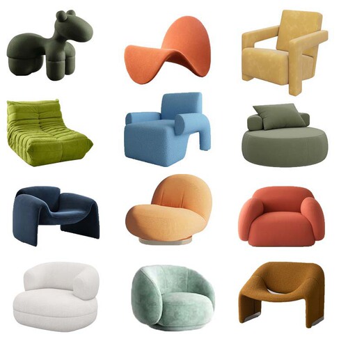 Nordic Lamb Wool Single Sofa Chair Household Bedroom Lazy Sofa Clothing Store Beauty Salon Leisure Back Support Chair