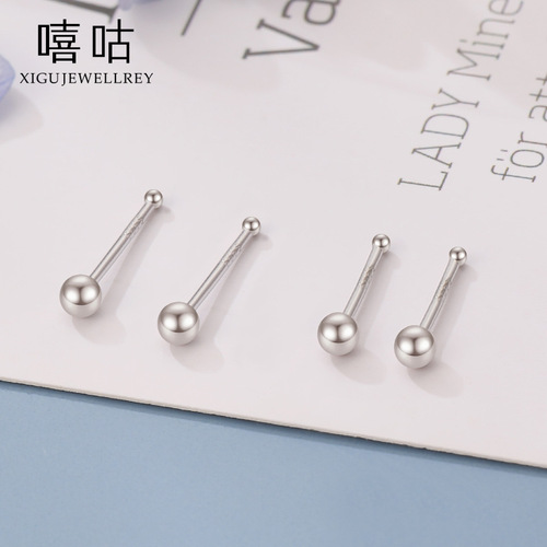 Silver earrings support pierced ears, simple and compact, full silver earrings, daily earrings