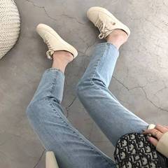 Yun Shiba spring and summer new maternity jeans nine-point straight light-colored pants stretch maternity wear 833