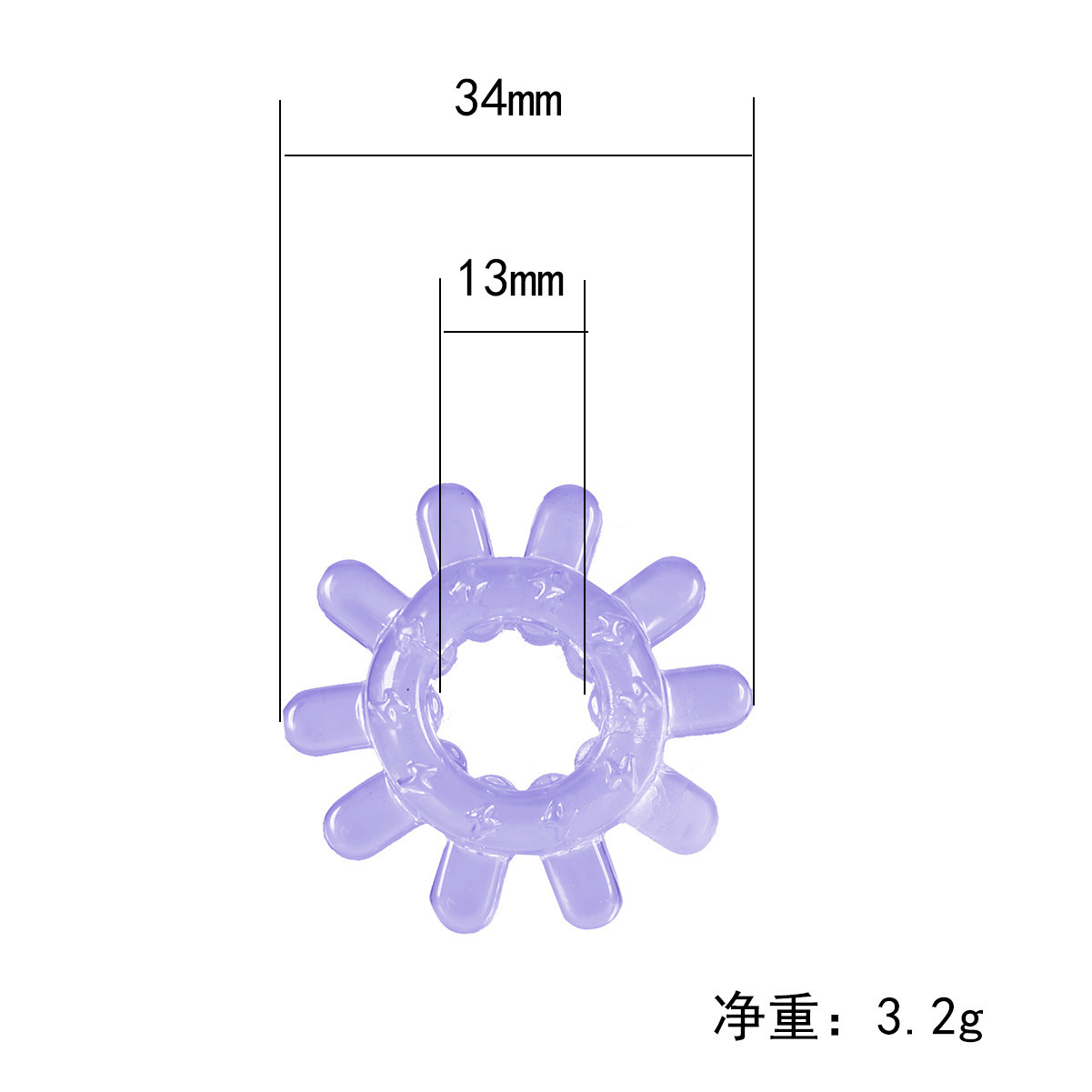 Caterpillar Crystal Delay Ring TPE Locking Sun Ring Adult Toy — detail image 3