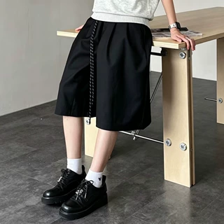 2026夏季新款机能直筒阔腿工装裤日潮休闲宽松纯色短裤男