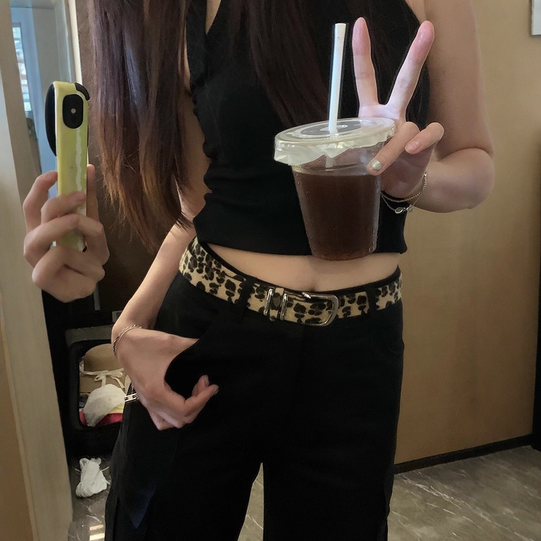 여성용 심플하고 다재다능한 합금 패션 레오파드 프린트 벨트, 인스타그램 의류 액세서리, 여성용 레오파드 프린트 벨트, 해외 전용