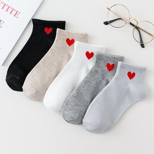 Spring and Summer socks women's Korean-style preppy style all-match Red love ankle socks women's thin low-top socks peach heart women's socks