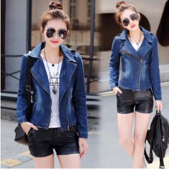 Foreign Trade Spring New Denim Short Jacket Women's Long-sleeved Small Suit Large Size Slim-fit Cardigan Slimming All-match Top