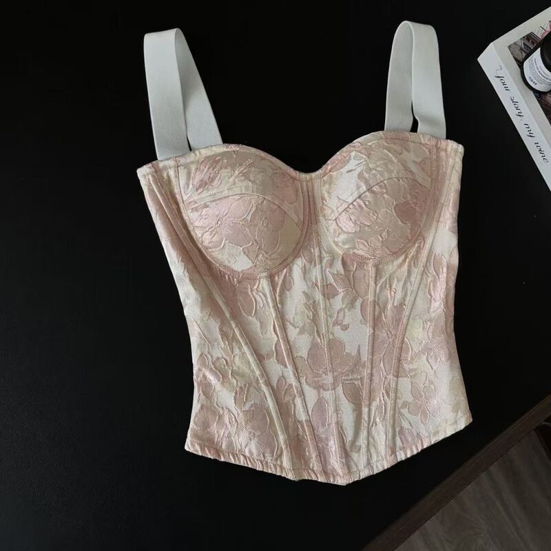 Sweet Style Slim-Fit Wide-Strap Backless Camisole with a High-End Feel, Suitable for Outerwear, Court-Style Waist-Cinching Plus-Size Corset for Women Sweet Style Slim-Fit Wide-Strap Backless Camisole with a High-End Feel, Suitable for Outerwear, Court-Style Waist-Cinching Plus-Size Corset for Women