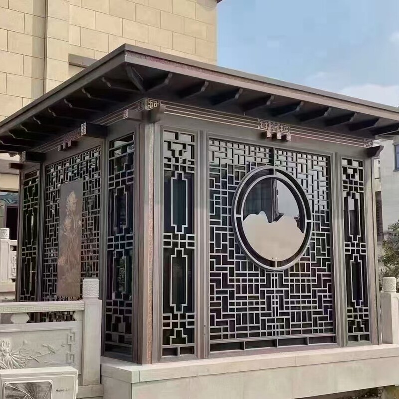 Manufacturer Aluminum Alloy Pavilion Outdoor Electric Four-Corner Pavilion Garden Awning Ancient Building Leisure Landscape Pavilion