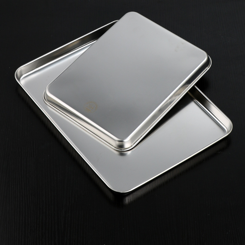 Fabricante cuadrado plato japonés plato cuadrado grueso acero inoxidable 304 bandeja de fondo plano plato de comedor plato de toalla rectangular