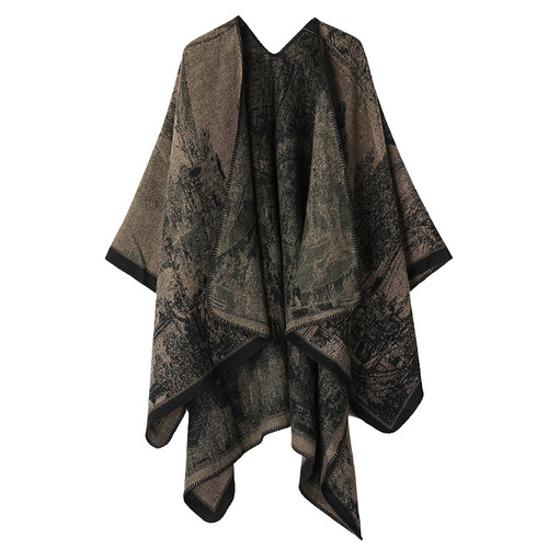  winter new style literary retro shawl women's travel scarf women's autumn and winter dual-purpose cloak outer thickening
