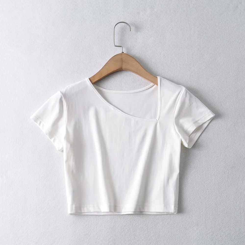 summer new sexy slim solid color short-sleeved T-shirt NSHS44282