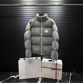 高品质蒙家2025冬季新款绞花羊毛针织拼接羽绒服保暖外套男女同款