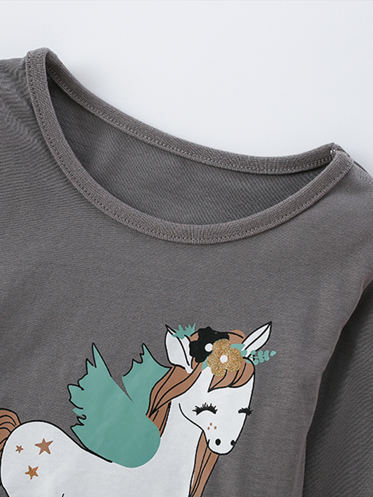 Camiseta de niña malwee transfronteriza otoño e invierno nuevo estilo europeo y americano niños pequeños y medianos cuello redondo manga larga linda chica casual top