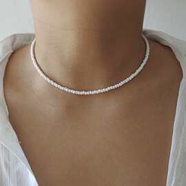 波西米亚短款串珠颈链choker 时尚混色手工百搭彩色米珠项链