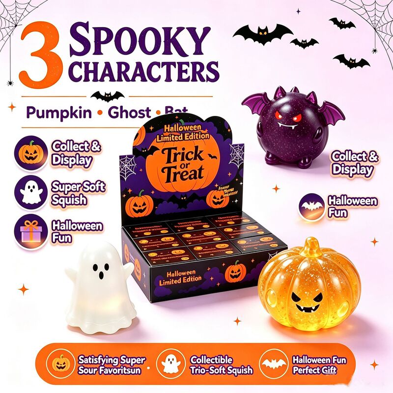 In-stock cross-border popular pumpkin ghost demon maltose squeeze toy for stress relief and slow rebound In-stock cross-border popular pumpkin ghost demon maltose squeeze toy for stress relief and slow rebound