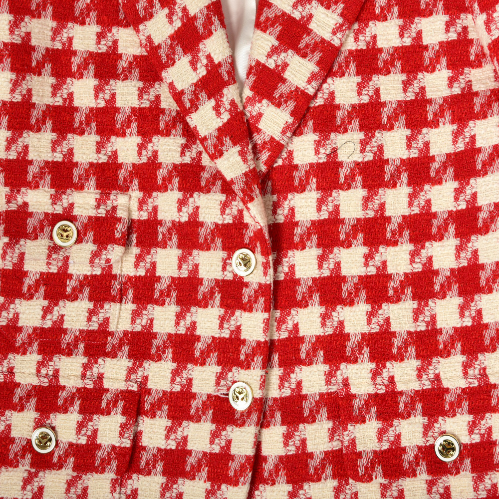 Women's Clothing Tweed Retro Houndstooth Loose Single Breasted Suit_voghion.com