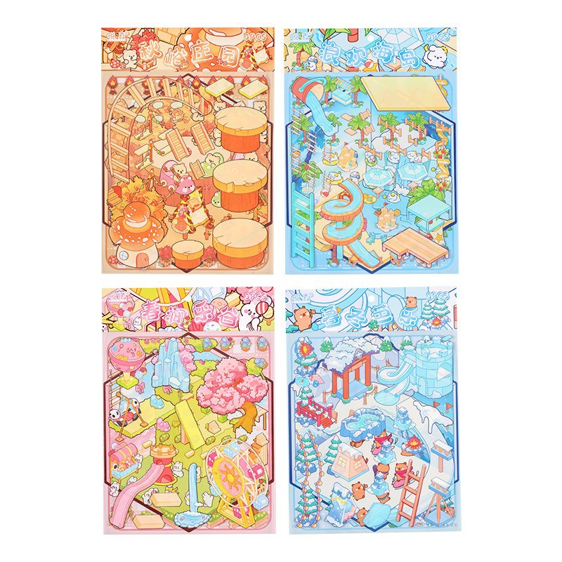 Pegatinas de paisajismo 3D agrandadas creativas Pegatinas de apilamiento de almacenamiento tridimensional