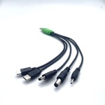 定制多功能绿色头一拖五数据线 20公分五合一太阳能板配机充电线