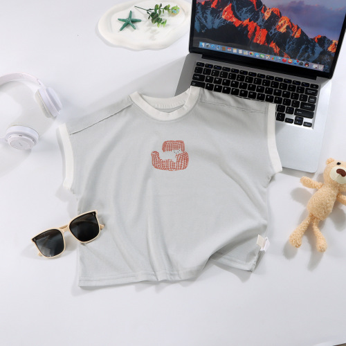 Children's sleeveless cotton T-shirt 2025 summer new boy summer wear Korean style casual small and medium children's top versatile children's clothing