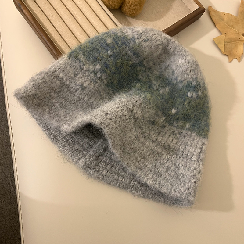 复古小众提花针织毛线帽女秋冬季显脸小水桶帽百搭保暖羊毛渔夫帽|undefined