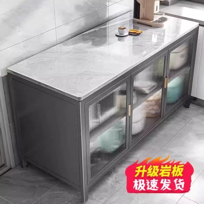 岩板置物架厨房餐边储物柜落地多层碗柜橱柜微波炉多功能收纳架子|undefined