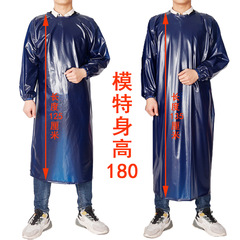Leather waterproof and oil-resistant overalls for men, suitable for butchering and aquaculture work, wear-resistant reverse wear, long-sleeved apron