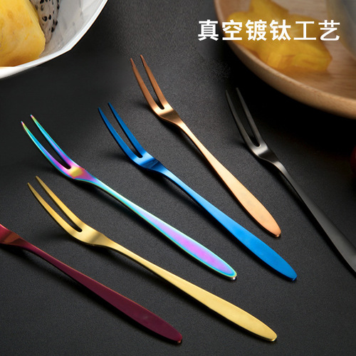 Daoqi 304 stainless steel fruit fork household thickened gold-plated creative fork dessert mooncake cake fork wholesale