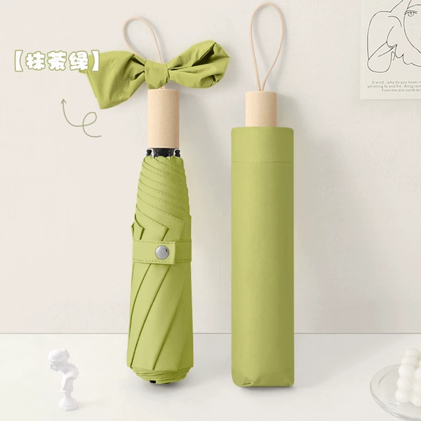 [8 Fracture Umbrella-Manual Version] Japanese-Vinyl Rain-Matcha Green