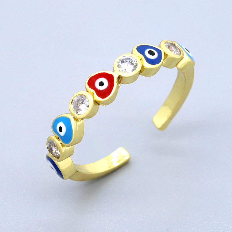 Lady Heart Shape Eye Gold Plated Enamel Zircon Womenu0027S Open Ring 1 Piece