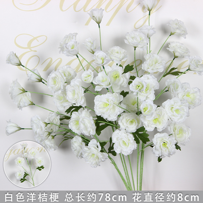 Bodas de flores de seda de imitación blanca flores falsas decorativas floral sala de bodas floral hogar ramo único camino de introducción de flores