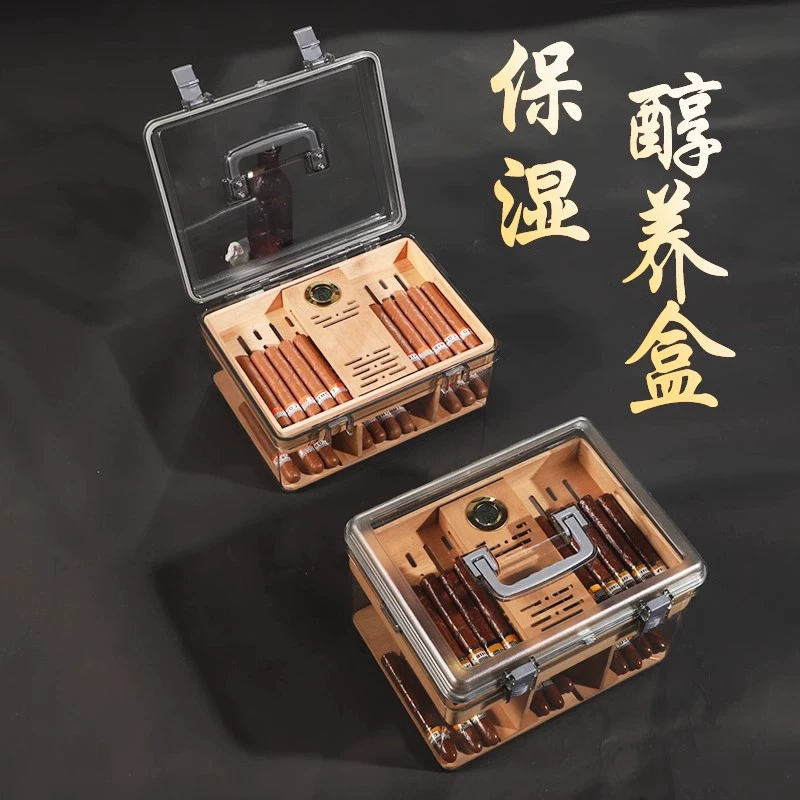 Хьюмидор для сигар из кедрового дерева, шкаф для выдержки сигар, увлажнитель, набор с большим объемом, инструмент, замок, коробка для сигар