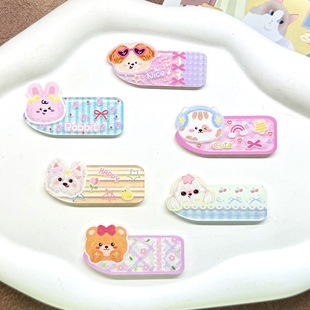 [Large Size] Acrylic Cartoon Cute Super Cute Little Animal Hair Clip Long Strip Jewelry Accessories DIY Brooch Badge
