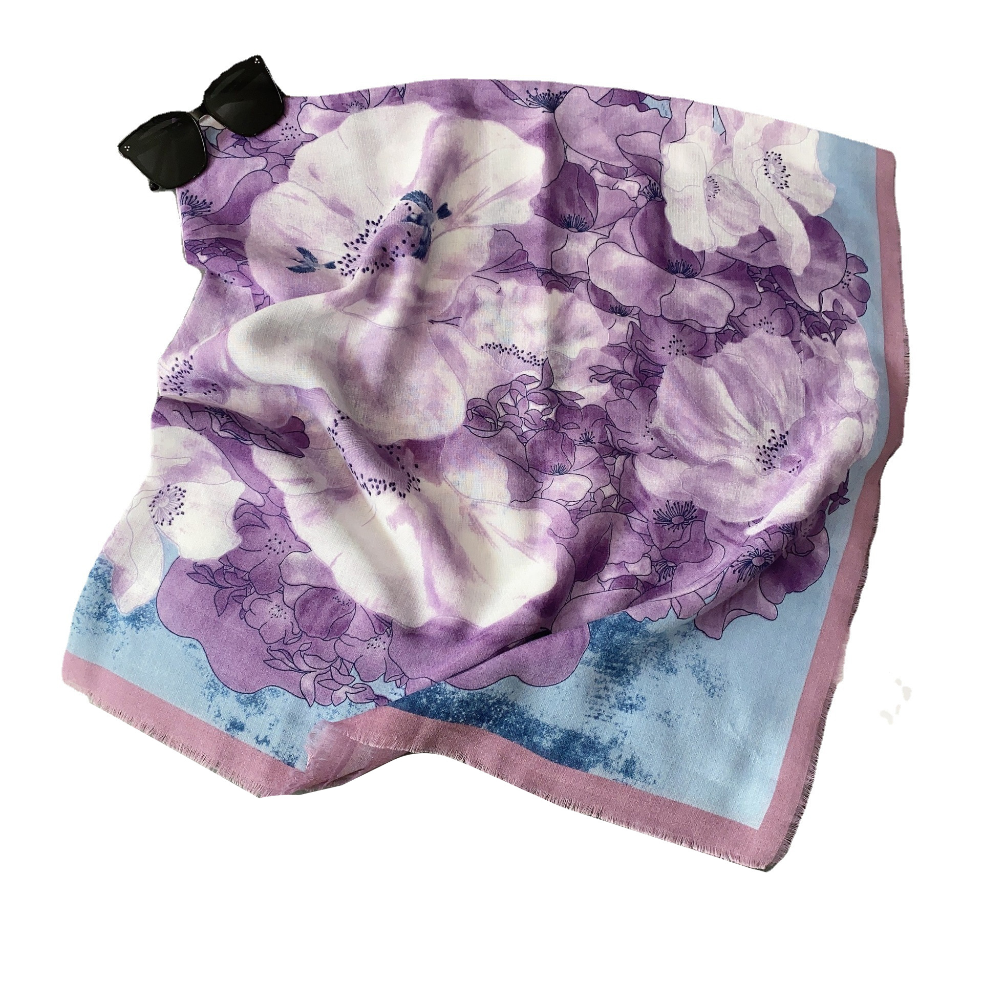 Nuevo 130 split bufanda cuadrada grande temperamento femenino púrpura flor chal versátil moda bufanda Día DE LA Madre para mamá