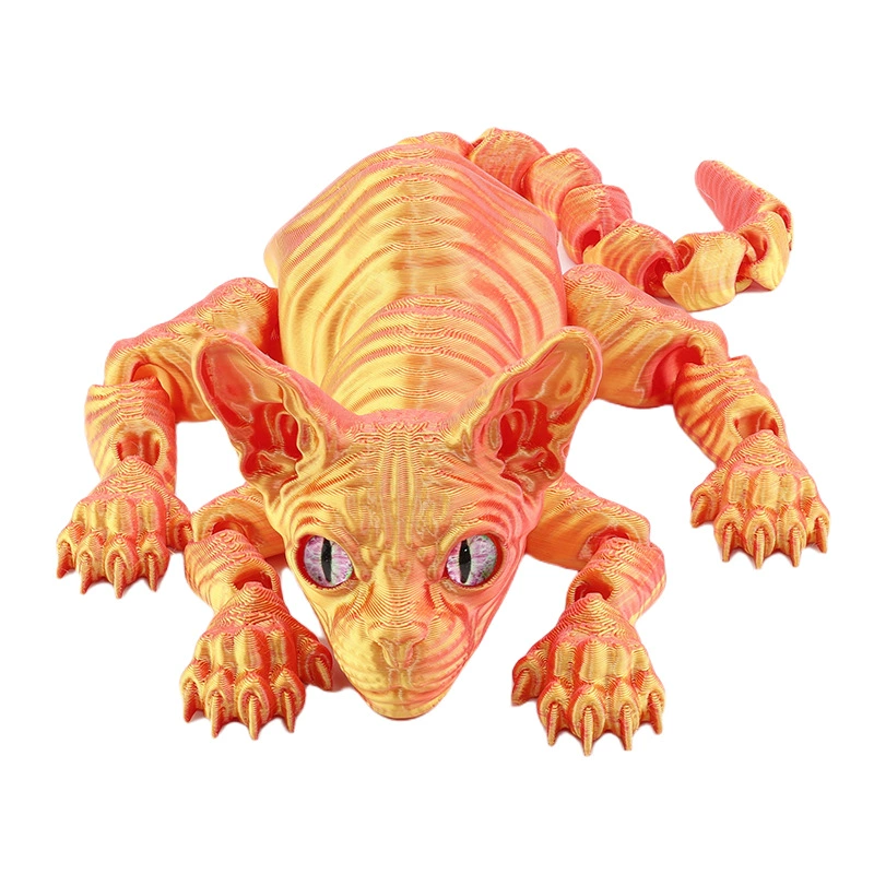 3D-печатная кошка без шерсти, подвижные суставы, гибкая фигурка, модель сиамской кошки, игрушка для палатки и ночного рынка