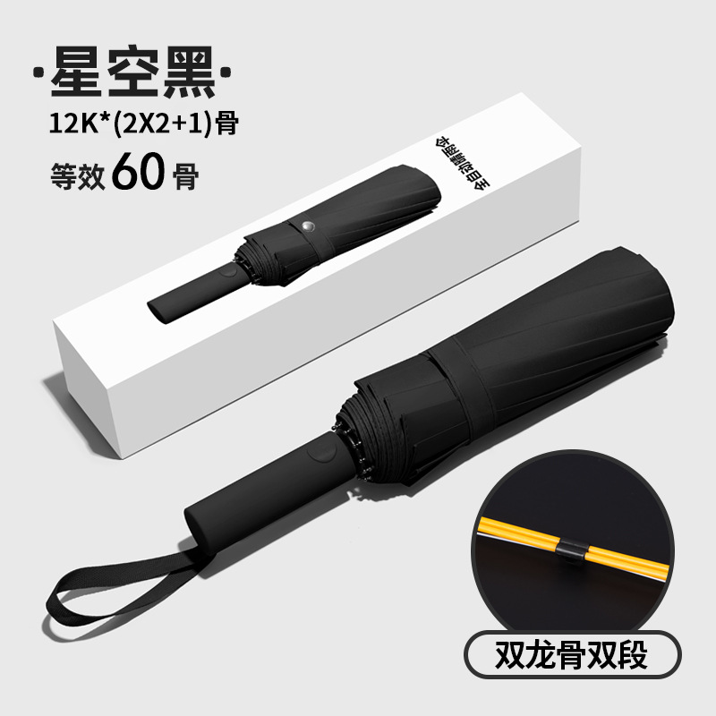 60본자연광 [두꺼운비닐자외선차단 이중우산] 블랙/전자동