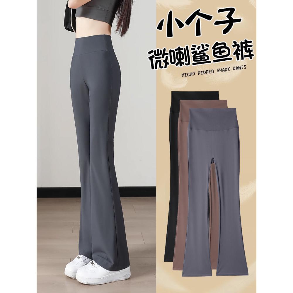 New Style Petite Flared Shark Pants for Women, Summer Thin High-Waisted Tummy Control Slight Flare Yoga Leggings