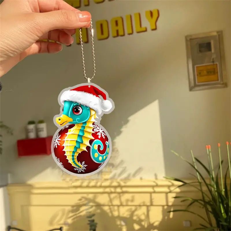 2D Navidad creativa encantadora colgante de vacaciones dragón de color plano transfronterizo colgante de espejo retrovisor colgante de mochila