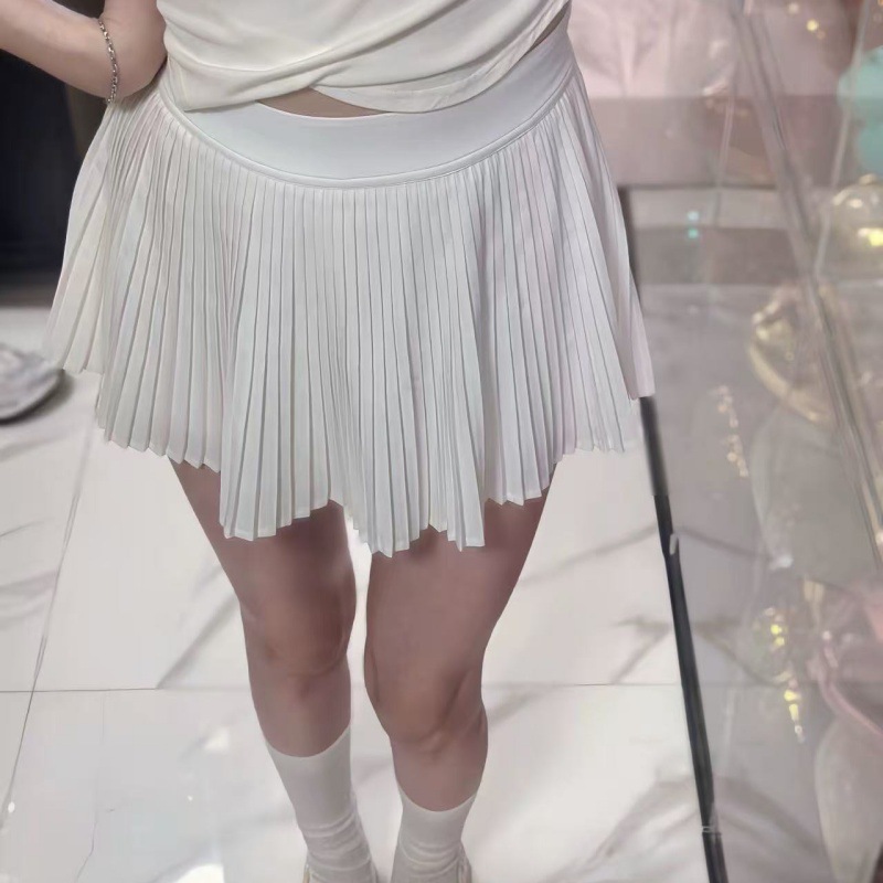 Lulu Original Logo Varsity Swift Accordion Pleated Tennis Pleated Skirt Women's High Waist Quick-Drying Lining