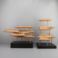 新中式中国风传统古建筑摆件客厅书房玄关酒店售楼处家居软装饰品