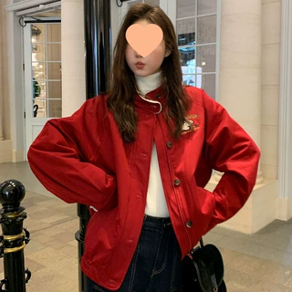 高级刺绣毛毛美式风外套女秋冬2025新款小个子设计感夹棉保暖上衣